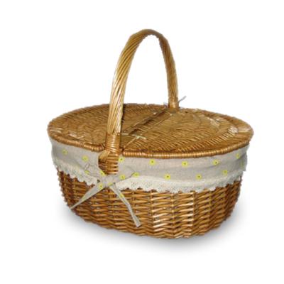 China Wholesale Viable Oval Wicker Basket Honey Storage Baskets Sustainable Customized Logo Acceptable Picnic 7-15 Days With Lid And Handle for sale