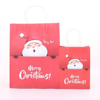 China Recyclable Greaseproof Portable Candy Bakery Packaging Wedding Party Gift Customized Handle Christmas Paper Bags for sale