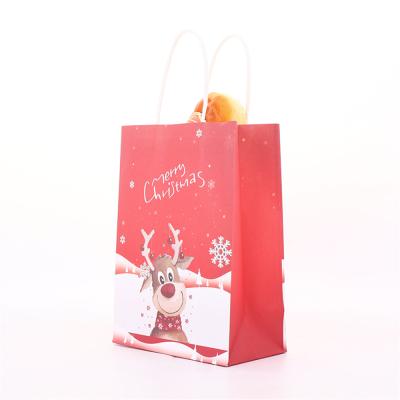 China Small Cleap Biodegradable Compostable Eco Friendly Luxury Christmas Kraft Paper Gift Bags With Handles And Logo for sale