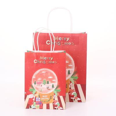 China Biodegradable Manufacturer Eco Friendly Fancy Custom Printed Kraft Paper Handle Christmas Paper Gift Shopping Bags for sale