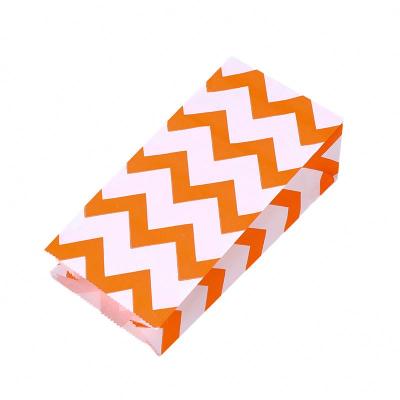 China Recyclable Custom Printed High Quality Orange Bars Mini Kraft Gift Packaging Takeaway SOS Paper Bags Without Handle for sale