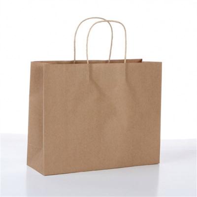 China Eco Friendly Recyclable White Paper Clamshell Brown Logo Printed Custom Shopping Kraft Disposable Recycled Paper Bag For Flower With Logo for sale