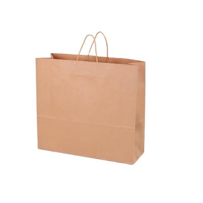 China Custom Reusable Logo Printing Eco Friendly Packaging Shopping Factory Recyclable Take Away Craft Flat Handle Kraft Paper Bag for sale