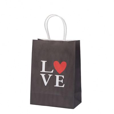 China Recyclable Personalized Recycled Custom Logo Printed Black Jewelry Packaging Templates Kraft Paper Handle Bags for sale