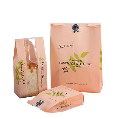 China Recycled Brown Coloful Hot Sales Materials Kraft Paper Bags For Bakery Breads With Plastic Window And Your Own Logo for sale