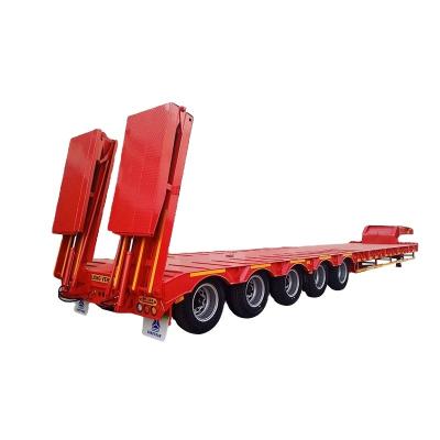 China High quality and low price 4 axle large construction low flatbed transport machinery trailer semi trailer for sale