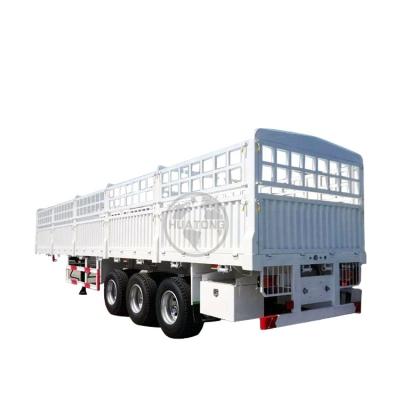 China Truck Trailer 3 Axle Side Wall Fence Cargo Semi Trailer Made in China 40 Feet 12 Meters 12.5 Meters 40 Tons 50 Tons Steel Truck Trailers HTC for sale