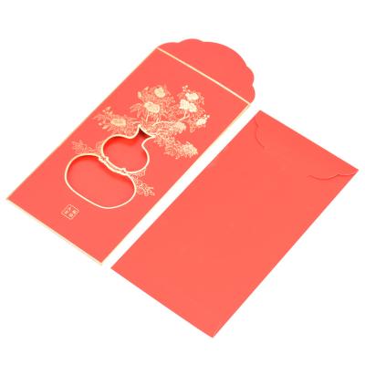 China Custom Gold Red Stamp Pocket Design Hollow-Cut Red Package Envelope With One Card Packaging Set Printing Logo Red Pocket for sale