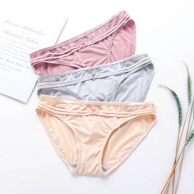 China High Quality Antibacterial Wholesale Solid Underwear Ladies Low Waist Briefs Ice Silk Women's Panties for sale