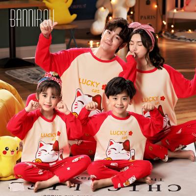 China QUICK DRY Cotton Women's Long Sleeve 100% Family Pajamas Pajamas Nightgowns Set For Kid Man Woman for sale