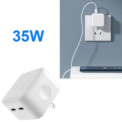 China 2022 Wall Fast Travel Palladium Mobile Phone Dual-port Charger 35W Portable USB-C Phone Charger Adapter For iPhone 13 Fast Charger for sale