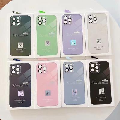 China Shockproof With Logo Piano Plating Cell Phone Case For iPhone 14 13 Pro Tempered Glass 12 11 Pro Back Cover Camera Lens Max Protector Film for sale