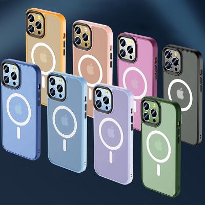 China Matte Magnetic Mag Shockproof Slim Safing Phone Case For iPhone 11 Pro Max Candy Color Transparent Acrylic Cover For iPhone 13 12 Pro Max for sale