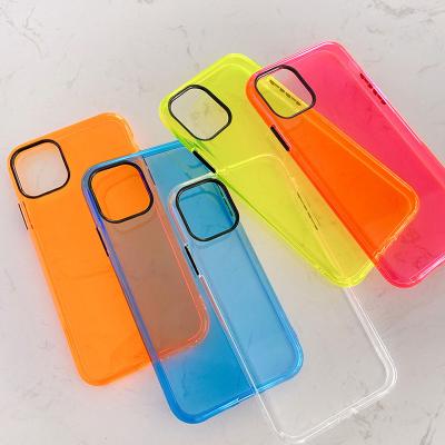 China New arrival shockproof durable tpu transparent fluorescent neon phone case for iphone 14 pro max 13 pro case for sale