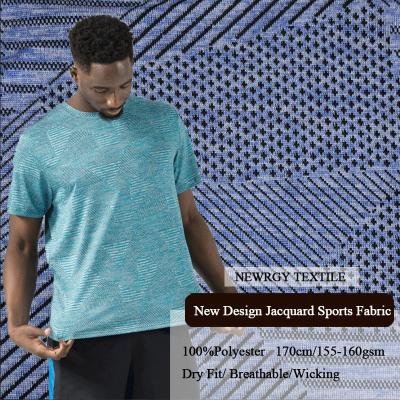 China Lightweight Anti Drifit Pill Breathable Sportswear Absorbent Wicking Tank Top Knit Polyester Mesh Jacquard T-shirt Fabric for sale