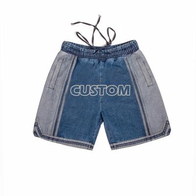 China Logo hip hop streetwear jeans shorts embroidery breathable custom denim teams basketball abbreviations man for sale