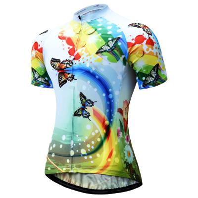 China Breathable Wholesale Butterfly Design Short Sleeve Custom Made Sublimation Summer Cycle Tank Top Clothing for sale