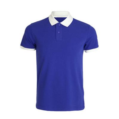 China Anti-pilling White and Blue Color Combination Polo Shirts for sale