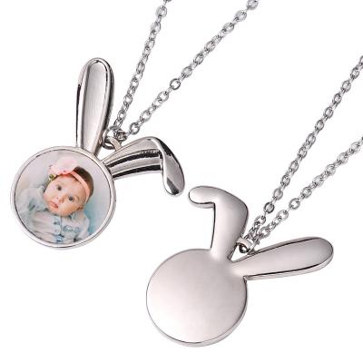 China Environmentally Friendly Sublimation Rabbit White Easter Day Pendant Necklace DIY Personalized Printable Ornament Jewelry for sale