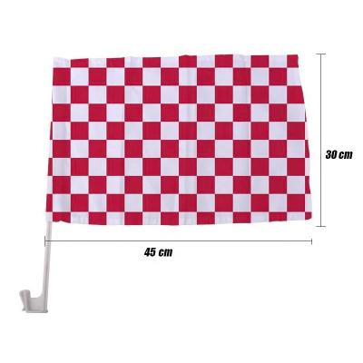 China Double Layer Eco-friendly Polyester Personalized Car Flag Blank DIY Advertising Sublimation Car Flag For Car Windows for sale