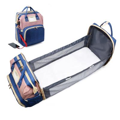 China With USB 3 in 1 Foldable Multifunctional Portable Crib Diaper Bag for sale