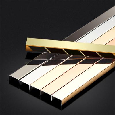 China Modern U Shaped Stainless Steel Tile Edge Trim Decorative Tile Trim Customized Modern Style Tile Profiles for sale