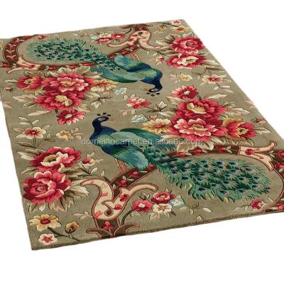 China Peacock Design Non Slip Rug Customized Hand Tufted Wool Carpet And Rugs for sale