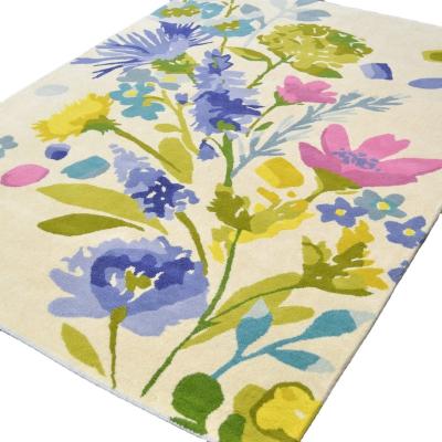 China Non Slip Floral Pattern Blanket Hand Tufted Wool Blankets Customized Rug Factory for sale