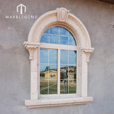 China Traditional Custom Exterior Stone Luxury Marble Window Frame And Door Sill Villa Design for sale