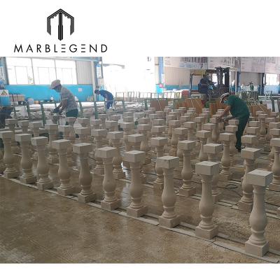 China Traditional Customize imestone Beige Marble Decorative Stone Pillar Carving for sale