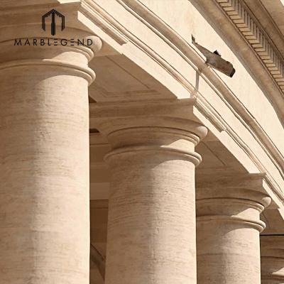 China Wholesale High Quality Exterior Natural Cut Marble Stone Solid Roman Column Capital for sale