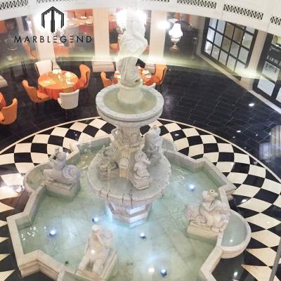 China Modern Hotel Project Jaipur Five Star Chinese White Marble Water Fountain With Figure Statue For Sale for sale