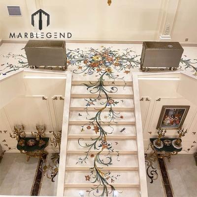 China PFM Modern Custom Luxury Residential Floor Inlay Marble Medallion Tile for sale