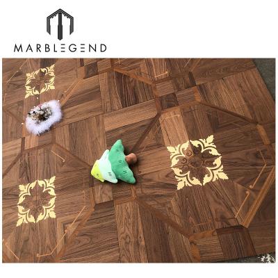 China Factory Wholesale Modern High Quality Multi Wood Inlay Walnut Parquet Layer Brass Wood Flooring Flooring for sale