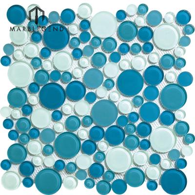 China CLASSIC Collection Glass Mixed Tapioca Bubble Tile Rounds Mosaic Glass Mosaic Tiles for sale