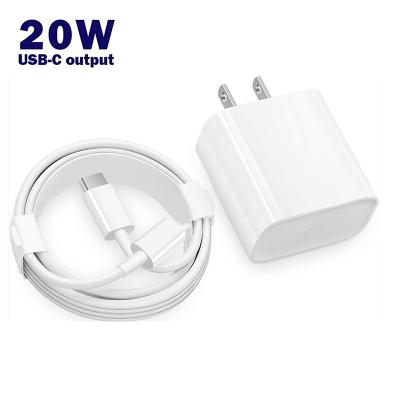 China New Arrival 20W Palladium US/EU Plug Wall Charger USB-C Fast Charging Fast Cable For Iphone12 13 11 X for sale