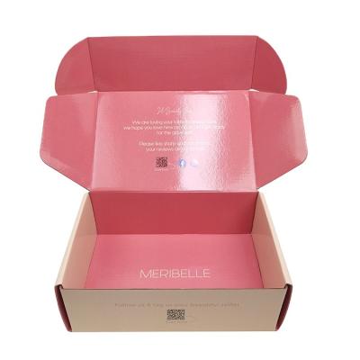 China Private Mailing Box Recyclable Color Pink Logo Box Hot Selling Customized Corrugated Shipping Carton for sale