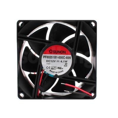 China Original factory 80x80x25mm PF80251B1-000C-A99 Sunon 8025 12V 4.1W two-ball cabinet fan for sale