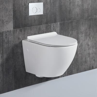 China Wall Mounted Wc Wall Mounted Ceramic Design Porcelain P Trap European Rimless Washdown Bathroom Wall Hung Toilet With Bidet Function for sale