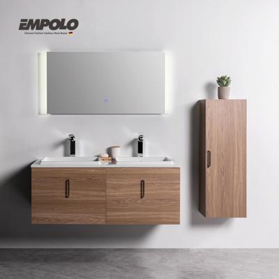 China Empolobath Design 48inch Resin Double Sink Modern European Luxury White Color Top Bathroom Vanity For Master Bathroom for sale