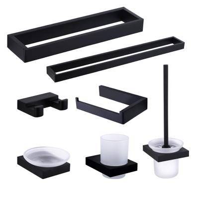 China Modern Bathroom Sanitary Hardware Wall Mounted Matte Black Bathroom Hardware Accessories for sale