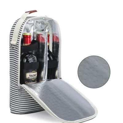 China Wholesale Custom Insulated 2 Bottle Carrier Cotton Cooler Wine Picnic Bag for sale