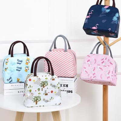 China Waterproof Custom Flamingos Printing Tote Bags Cooler Picnic Food Lunch Bag Insulated Lunch Bag for sale