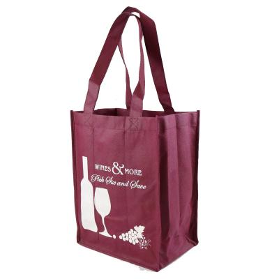 China 6 Bottle Carry Non Woven Wine Tote Promotional Reusable Handled Bag for sale