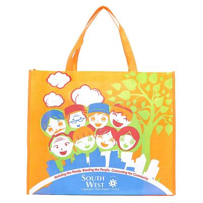 China Non Woven Foldable Shopping Handled Tote Bags With Supermarket Grocery PP Logo for sale