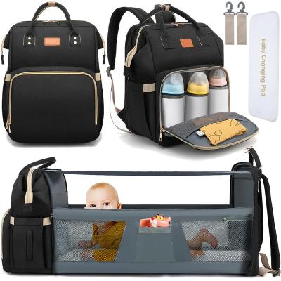 China Durable Waterproof Baby Diaper Bag Diaper Travel Mum Backpack With Crib for sale