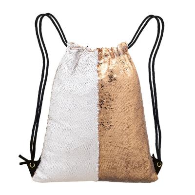 China Waterproof Girls Sport Dancing Sequin Travel Polyester Drawstring Backpack Shiny Beach Storage Bag for sale