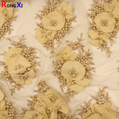 China RXF1660 Hot Selling Sequin Bead Embroidered Tulle mesh beaded fabric for sale