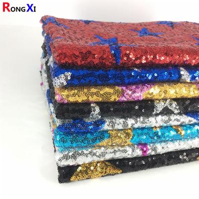 China RXF0657 3mm Pentacle Multicolor Sequin Fabric Medium Weight Customizable for sale