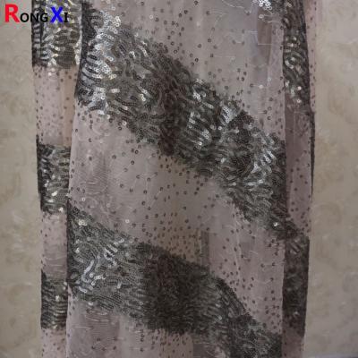 China RXF1256 Embroidery Sequin Fabric Velvet Sequins Woven Waterproof OEM Accept for sale